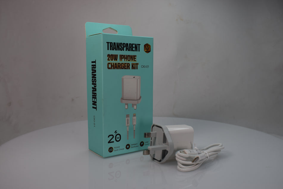 TRANSPARENT 20W IPHONE PD Fast Charger Kit (CKI-01)