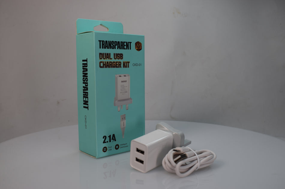 TRANSPARENT Dual Usb Charger Kit (CKD-01)