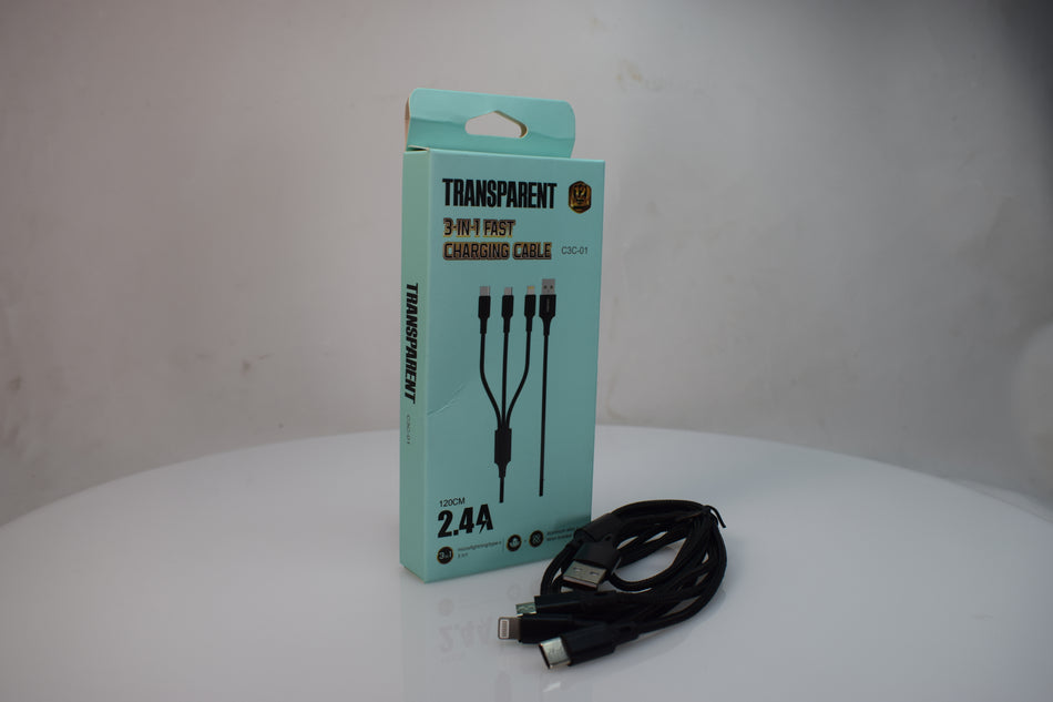 TRANSPARENT 3 IN 1 Fast Charging Cable (C3C01)